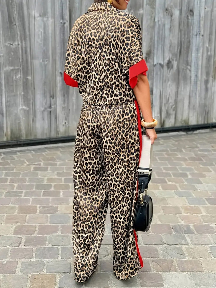 Rita | Matching Set with Animal Print and Contrast Trim