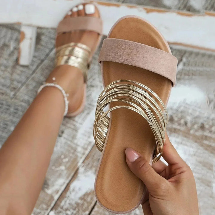 Alma | Orthopedic Slide Sandal with Multi Strap Front