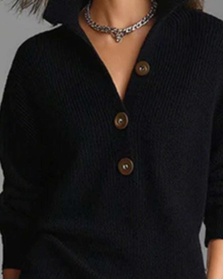 Lydia | Mini Cardigan Dress with Button Collar and Long Sleeves