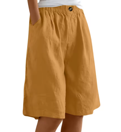 Bette | Knee Length Shorts with Elastic Waist and Side Pockets