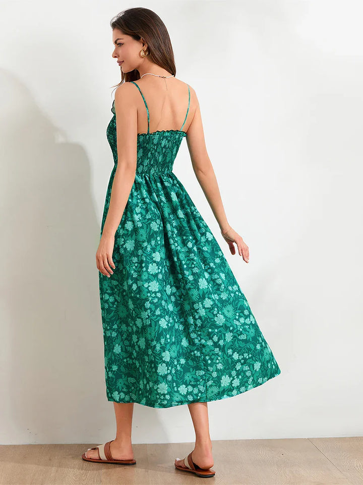 Marlowe | Maxi Summer Dress with Floral Print and Smocked Bodice