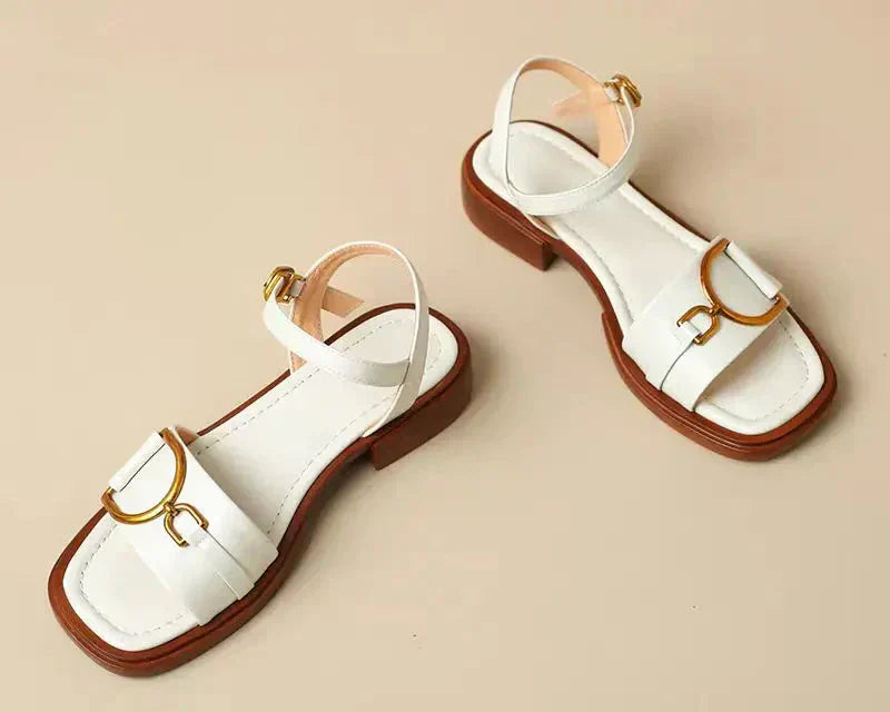 Amara | Orthopedic Flat Sandal with Square Toe and Buckle