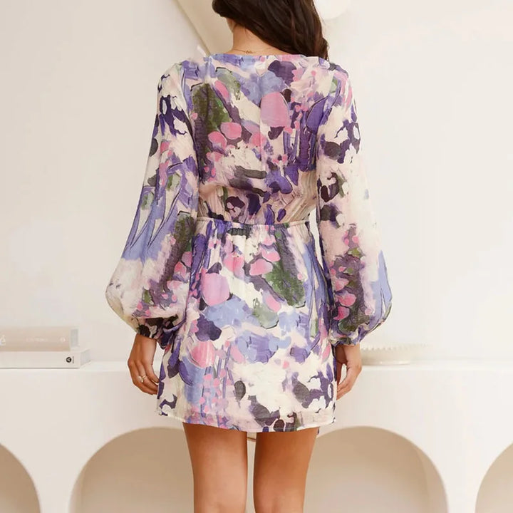 Amber | Mini Wrap Dress with Floral Print and Tie Waist