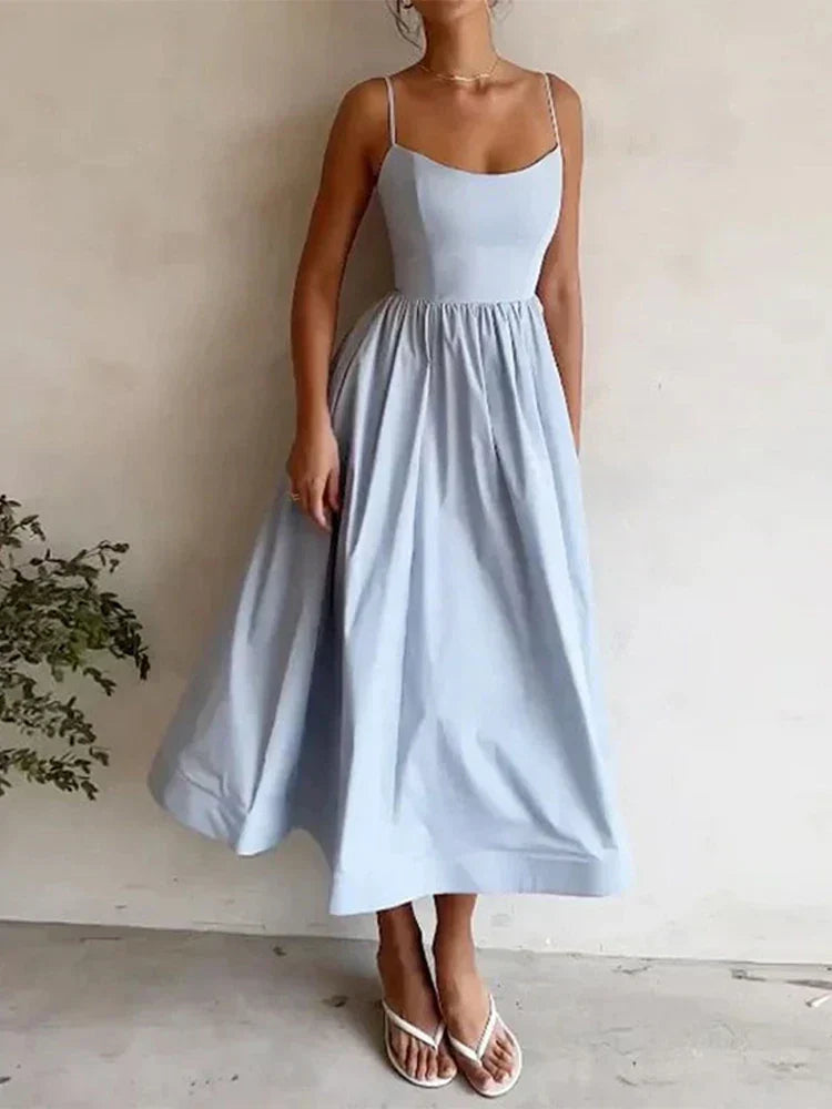 Jovie | Midi Summer Dress with Sweetheart Neck and A-Line Skirt