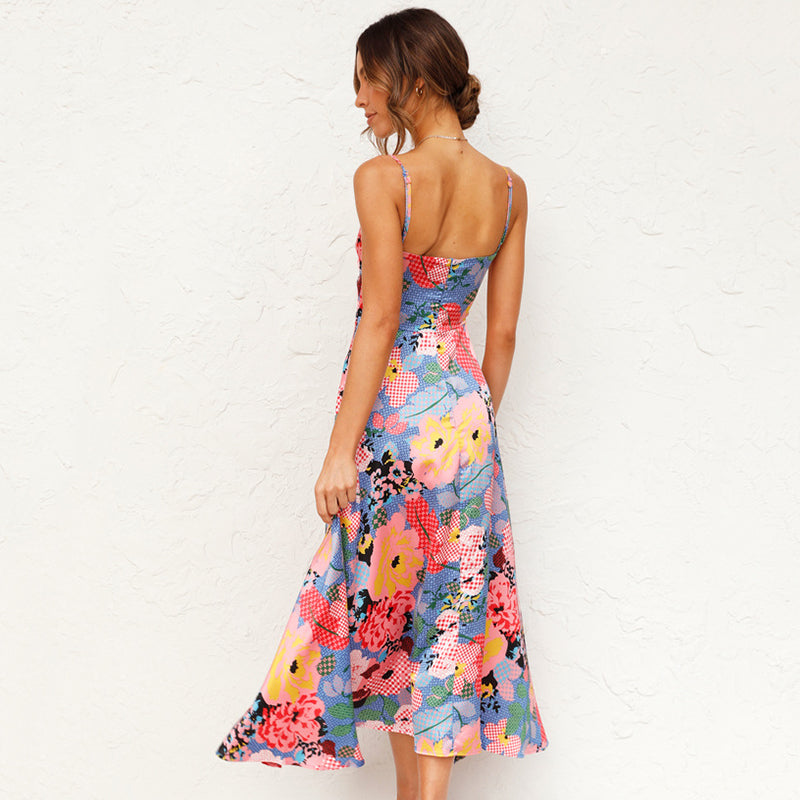 Hazel | Maxi Wedding Guest Dress with Floral Print and Cut-Out Bodice