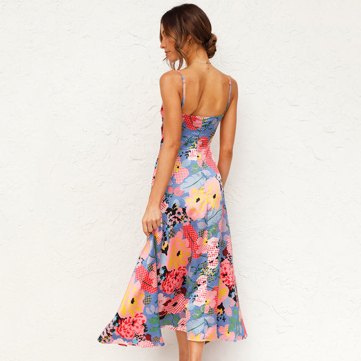 Hazel | Maxi Wedding Guest Dress with Floral Print and Cut-Out Bodice