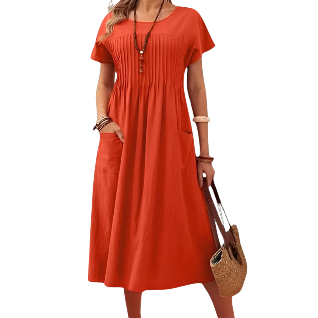 Alice | Midi Summer Dress with Round Neck and Pockets