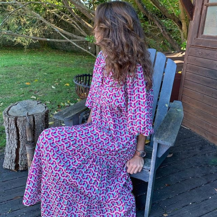 Lucy | Maxi Summer Dress with Boho Print and Puff Sleeves