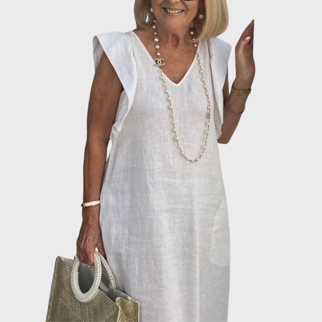 Jenny | Summer Midi Dress V-Neck Cap Sleeve