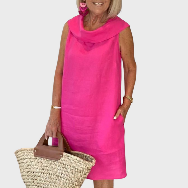 Patty | Mini Summer Dress with Cowl Neck and Front Pockets