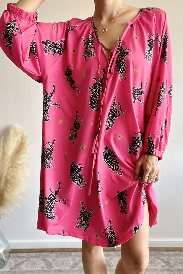 Selene | Mini Summer Dress with Boho Print and V-Neck
