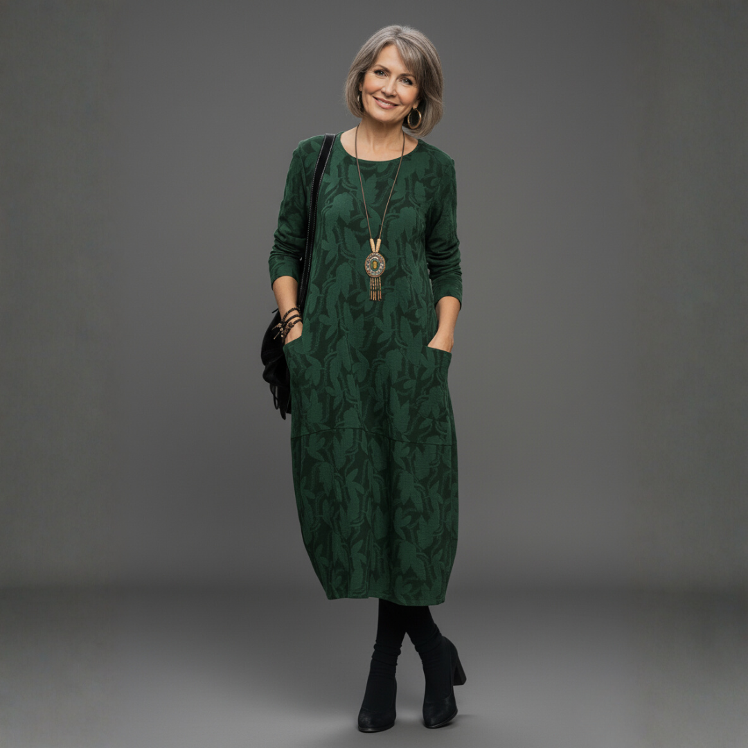 Iris | Midi Summer Dress with Long Sleeves and Pockets