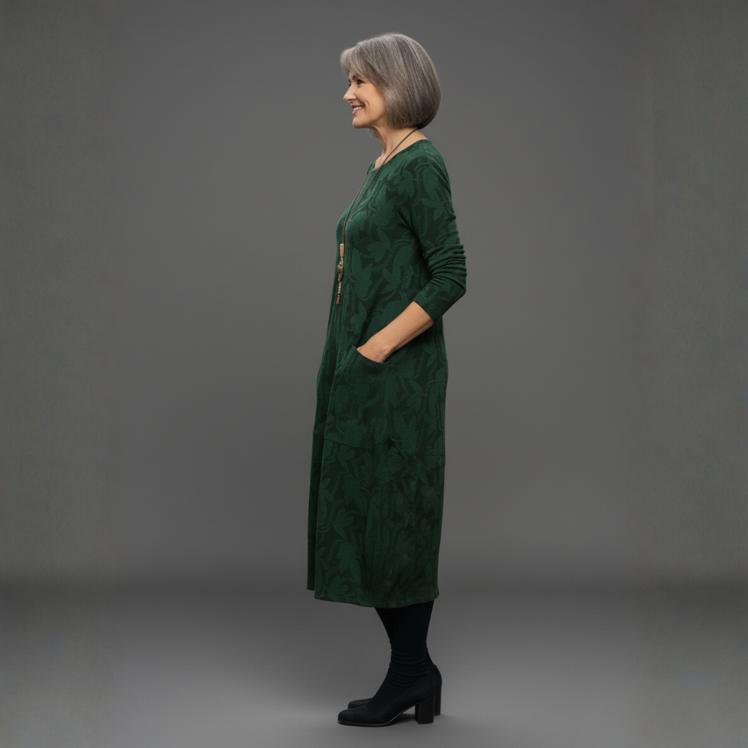 Iris | Midi Summer Dress with Long Sleeves and Pockets