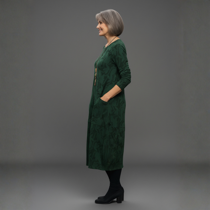 Iris | Midi Summer Dress with Long Sleeves and Pockets
