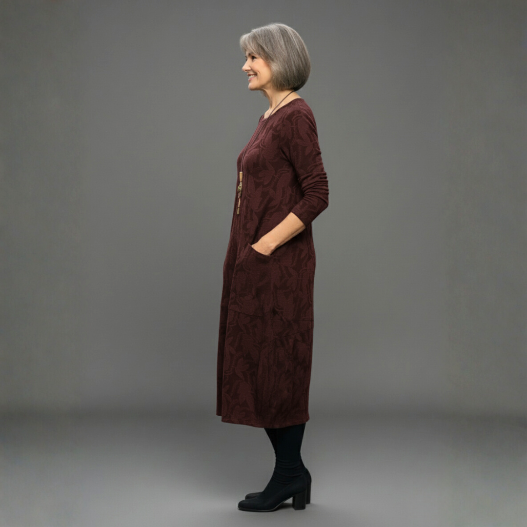 Iris | Midi Summer Dress with Long Sleeves and Pockets