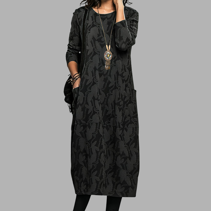 Iris | Midi Summer Dress with Long Sleeves and Pockets