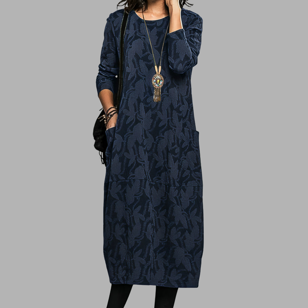 Iris | Midi Summer Dress with Long Sleeves and Pockets