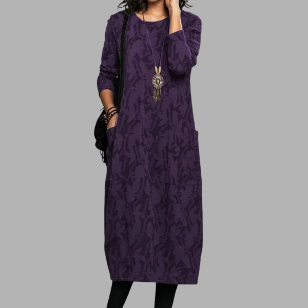 Iris | Midi Summer Dress with Long Sleeves and Pockets