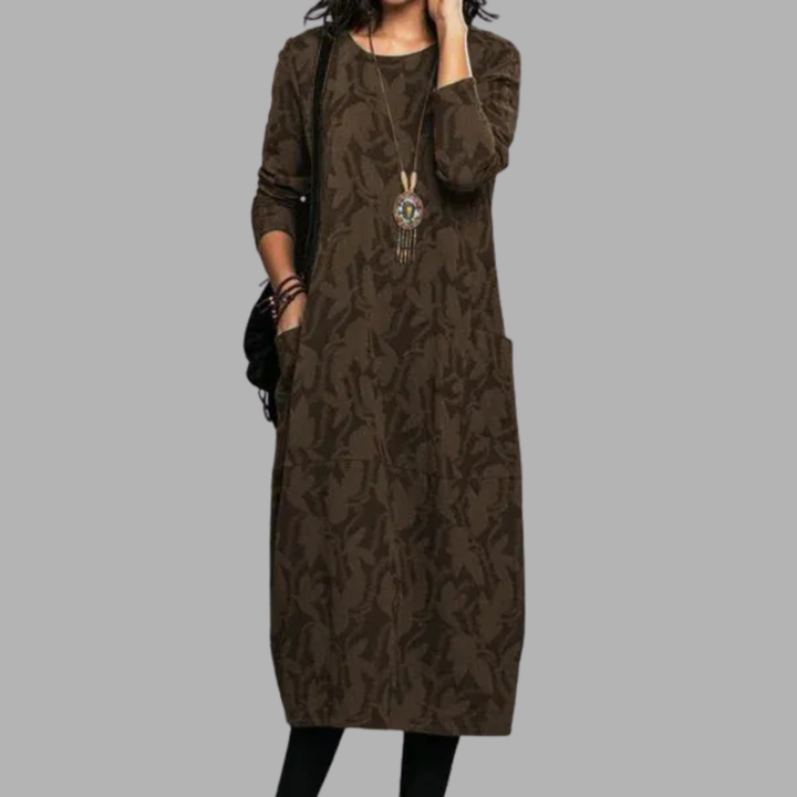 Iris | Midi Summer Dress with Long Sleeves and Pockets