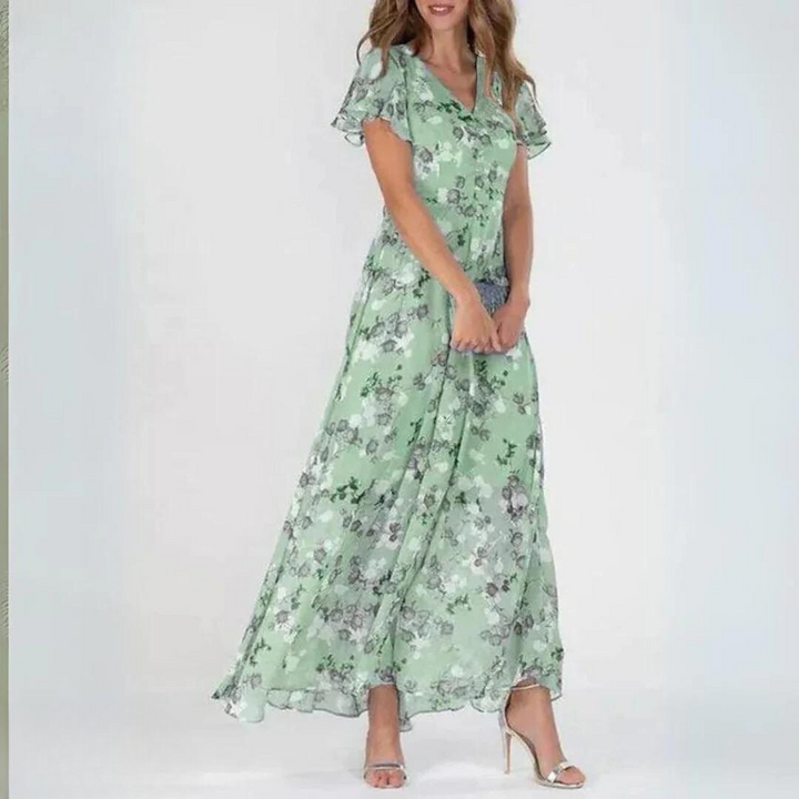 Jasmin | Maxi Summer Dress with Floral Print and V-Neck