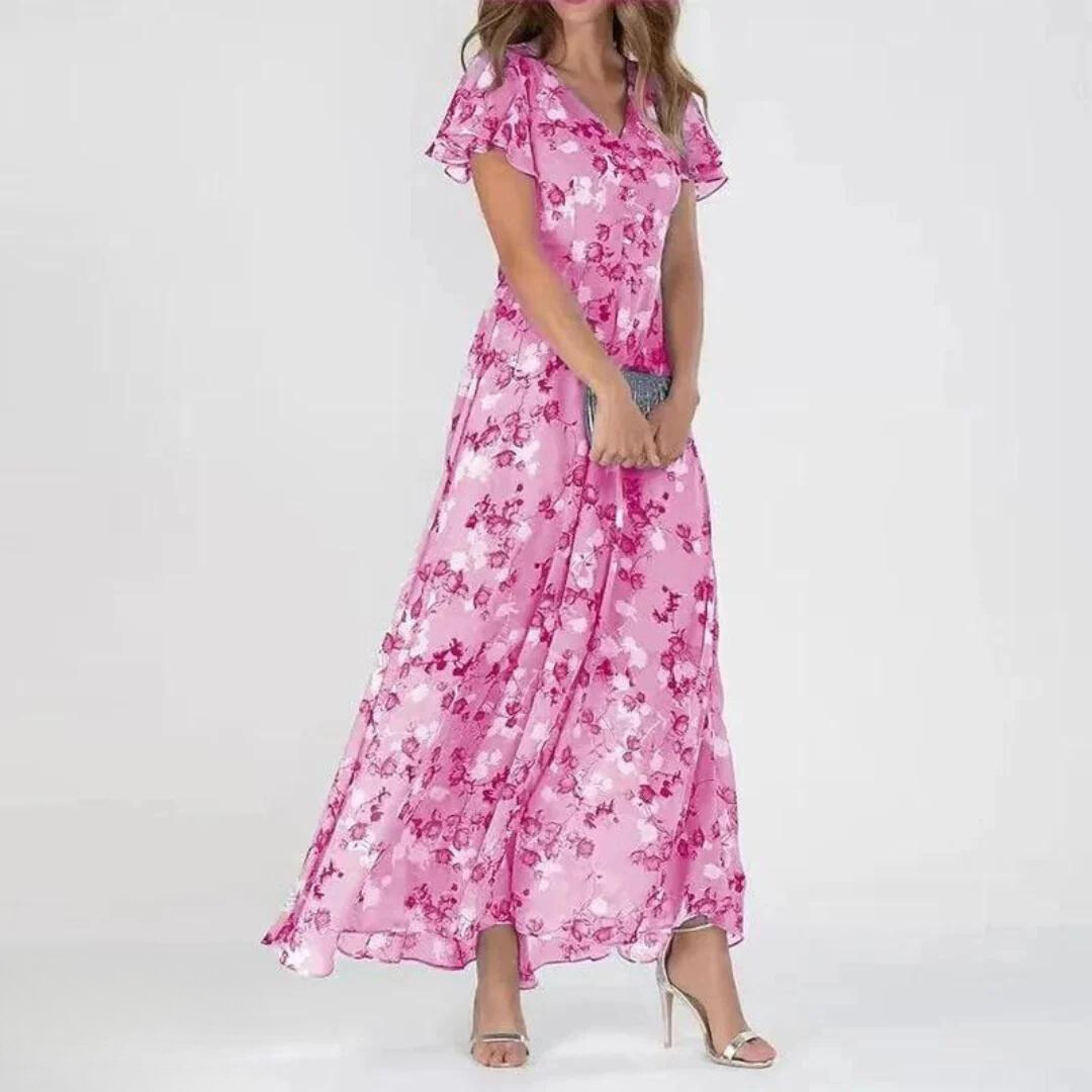 Jasmin | Maxi Summer Dress with Floral Print and V-Neck