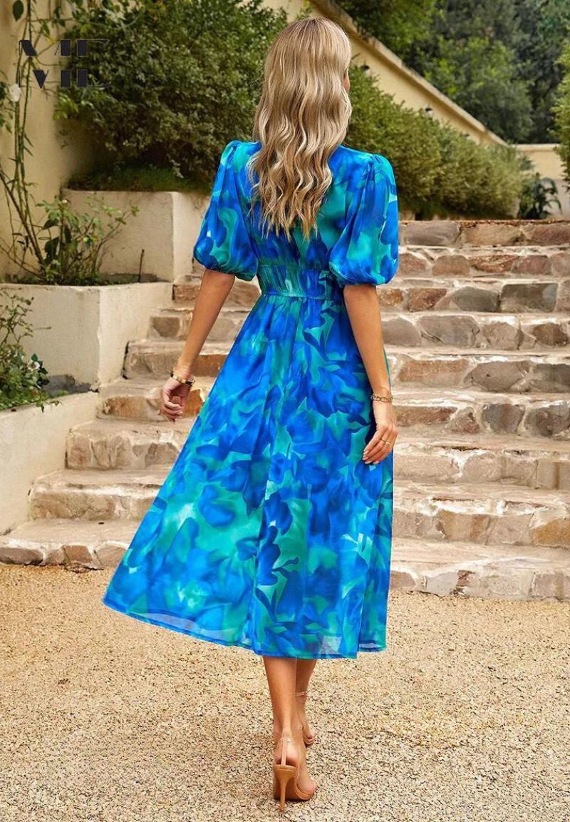 Ruby | Maxi Summer Dress with Floral Print and Belted Waist