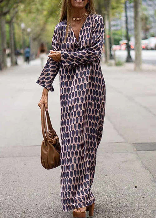 Jennifer | Maxi Summer Dress with Boho Print and Long Sleeves