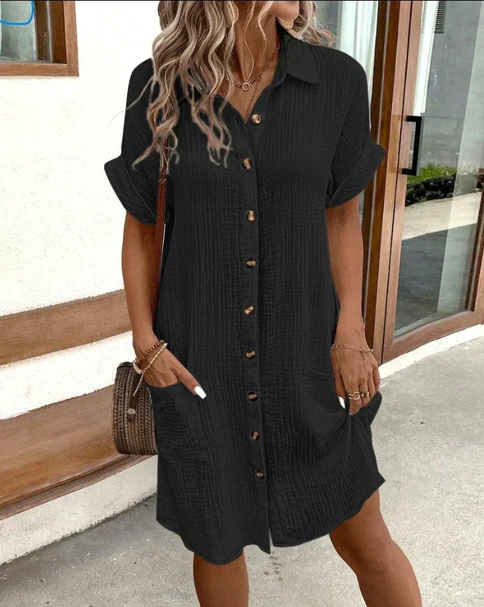 Brooklyn | Midi Shirt Dress with Front Pockets