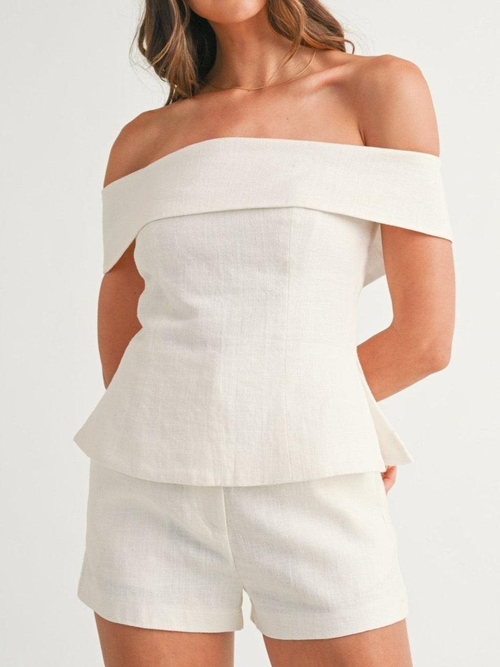 Bea | Co-ord Set with Off Shoulder Top and Shorts