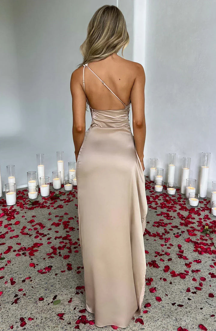 Dakota | Maxi Wedding Guest Dress with One Shoulder and Side Slit