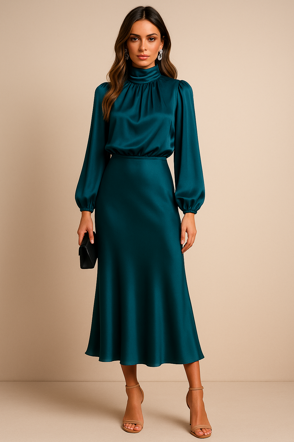 Catherine | Cocktail Midi Dress High Neck