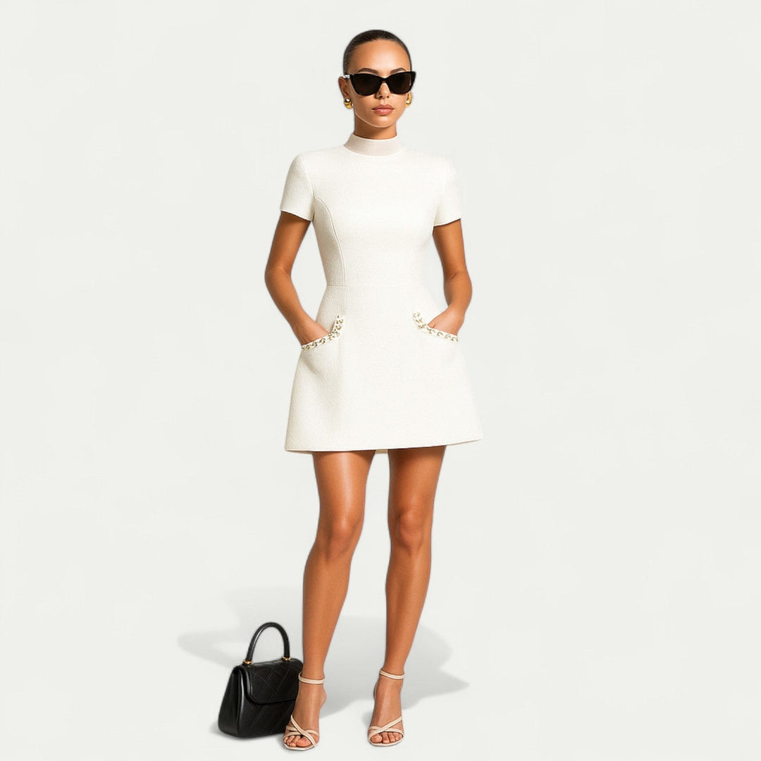 Beatrix | Cocktail Mini Dress Pearl Trim