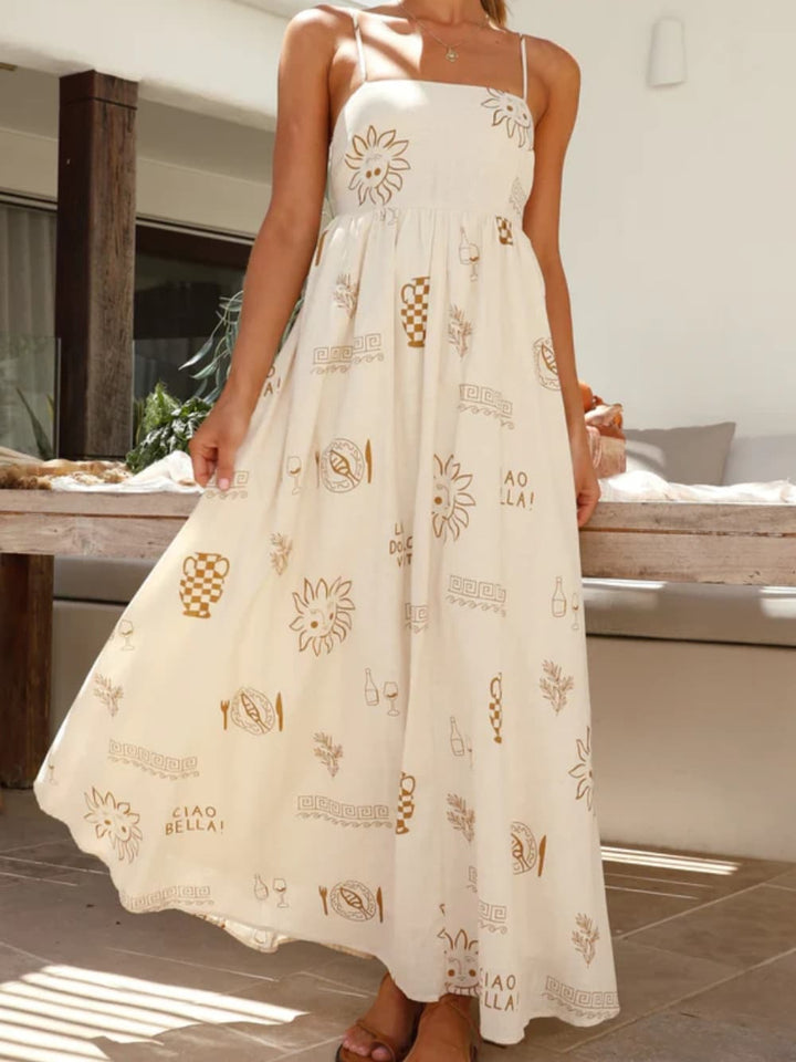 Lily | Maxi Summer Dress with Graphic Print and Square Neck