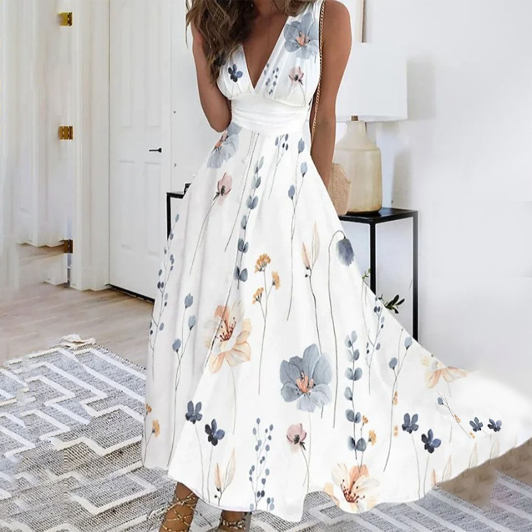 Ivy | Maxi Summer Dress with Floral Print and V-Neck