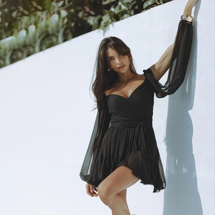 Charlotte | Mini Summer Dress with Leopard Print and V-Neck