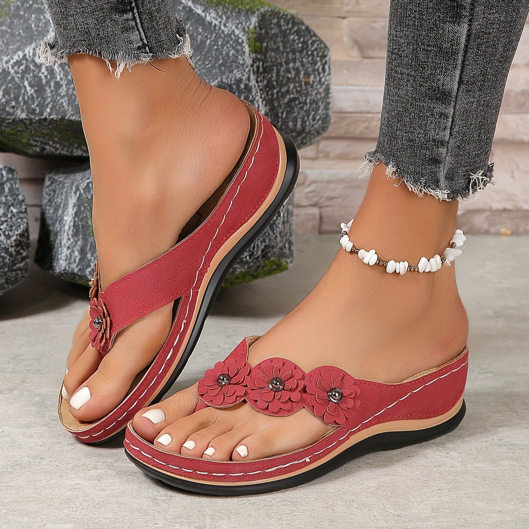 Pippa | Orthopedic Flip Flops with Floral Detail