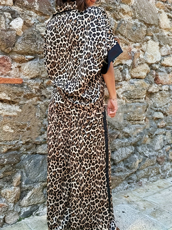 Rita | Matching Set with Animal Print and Contrast Trim