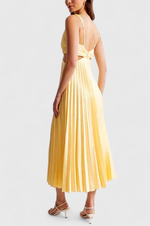 Yasmine | Midi Wedding Guest Dress with V-Neck and Pleated Skirt