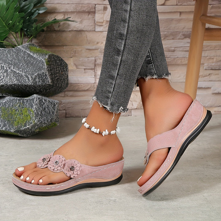 Pippa | Orthopedic Flip Flops with Floral Detail