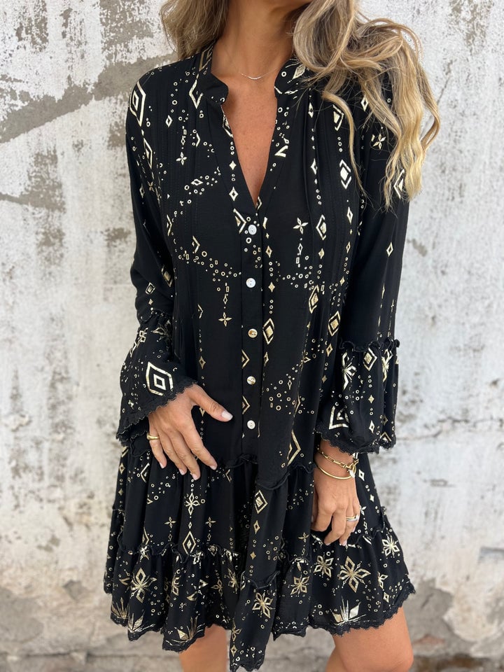 Evie | Mini Summer Dress with Boho Print and Flared Sleeves
