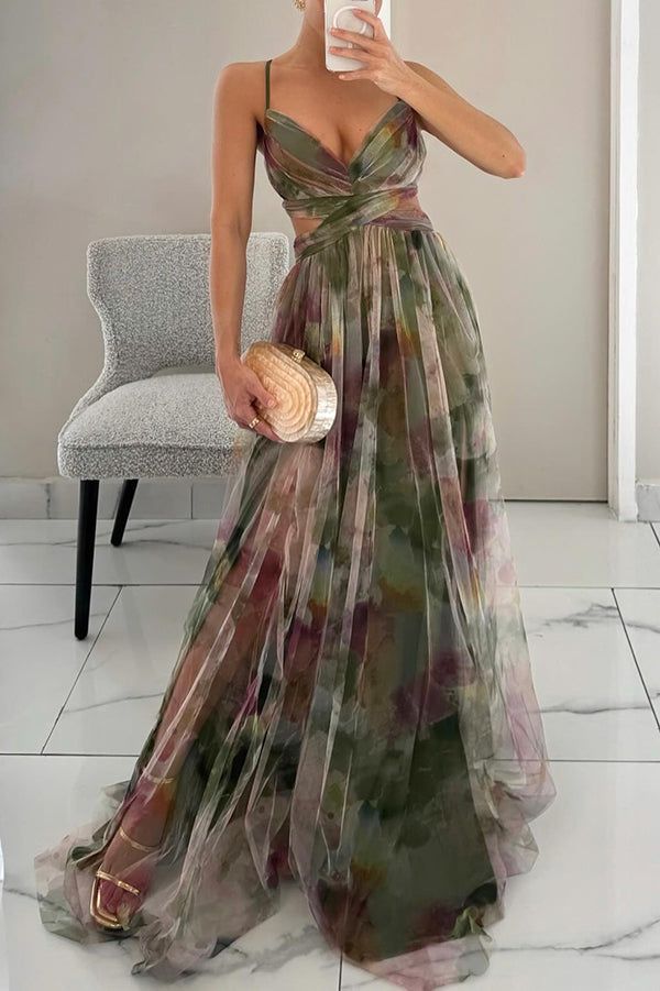 Hazel | Maxi Wedding Guest Dress with Floral Print and Pleated Skirt