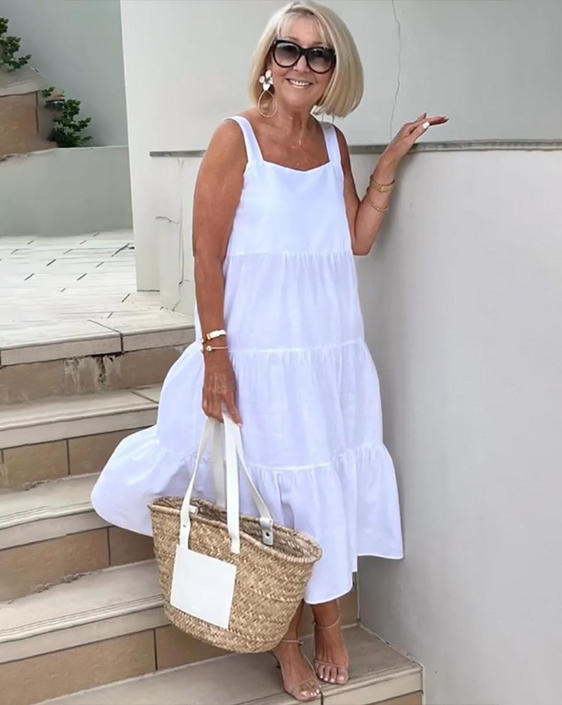 Clara | Midi Summer Dress with Sleeveless Bodice and Tiered Skirt