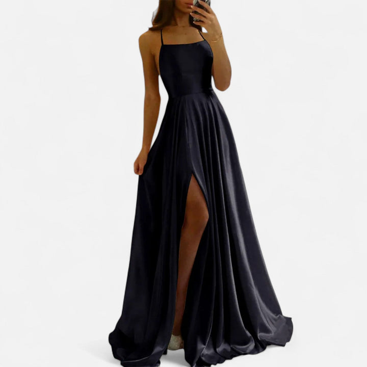 Gabrielle | Maxi Wedding Guest Dress with Thin Straps and Side Slit