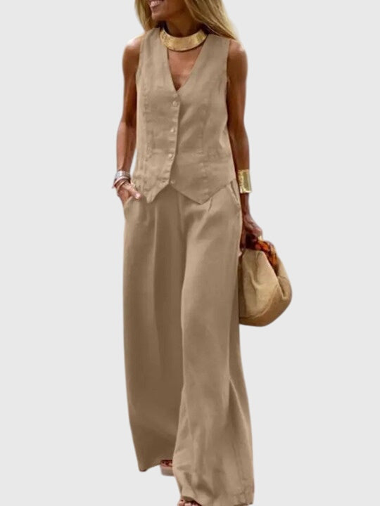 Nia | Two-Piece Set with Waistcoat and Wide-Leg Trousers