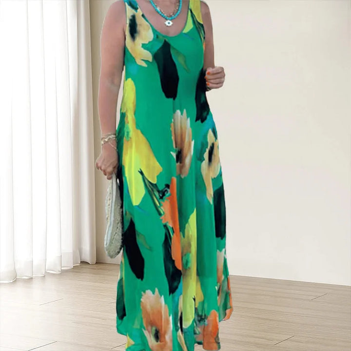 Clara | Maxi Summer Dress with Floral Print and Spaghetti Straps