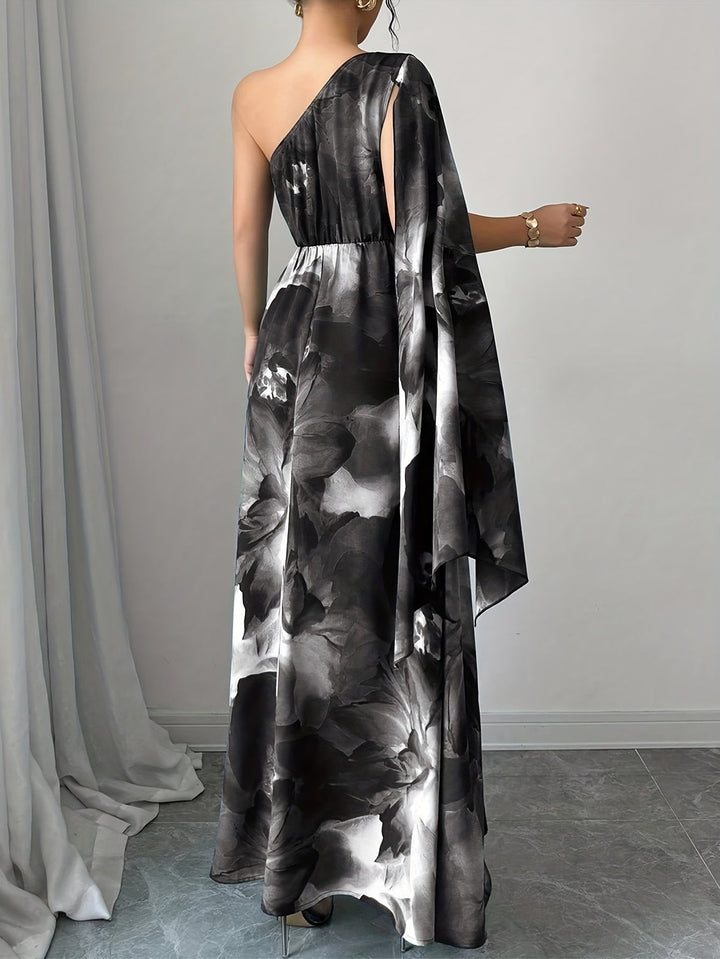 Irene | Maxi Wedding Guest Dress with One Shoulder and Floral Print