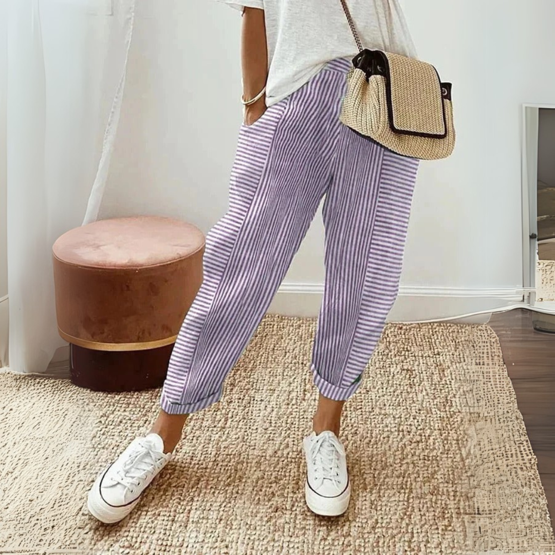 Clementine | Womens Trousers Wide Leg Striped