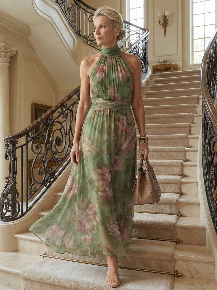 Colette | Wedding Guest Maxi Dress Halter Floral