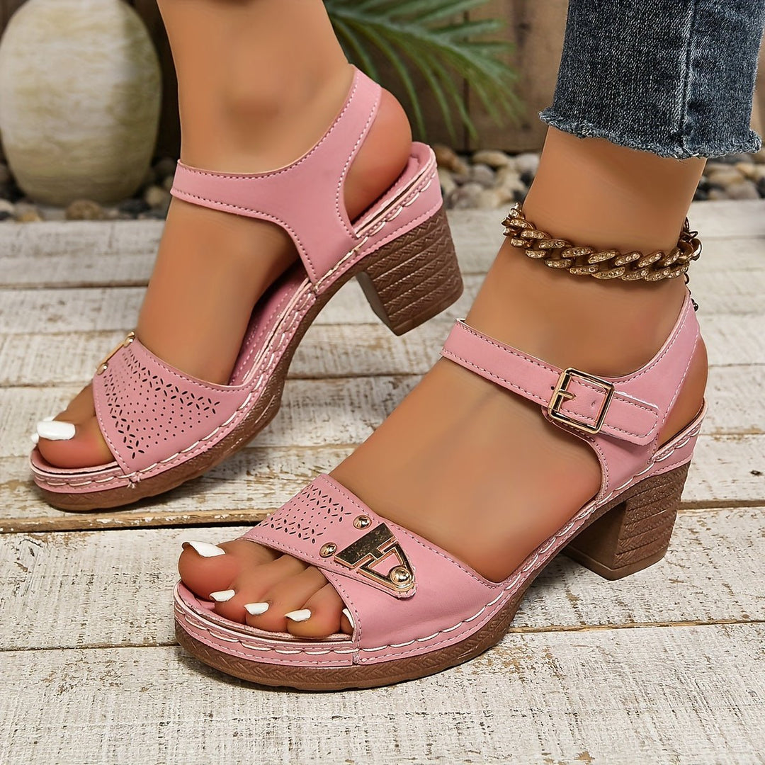 Sophie | Orthopedic Block Heel Sandal with Buckle Strap