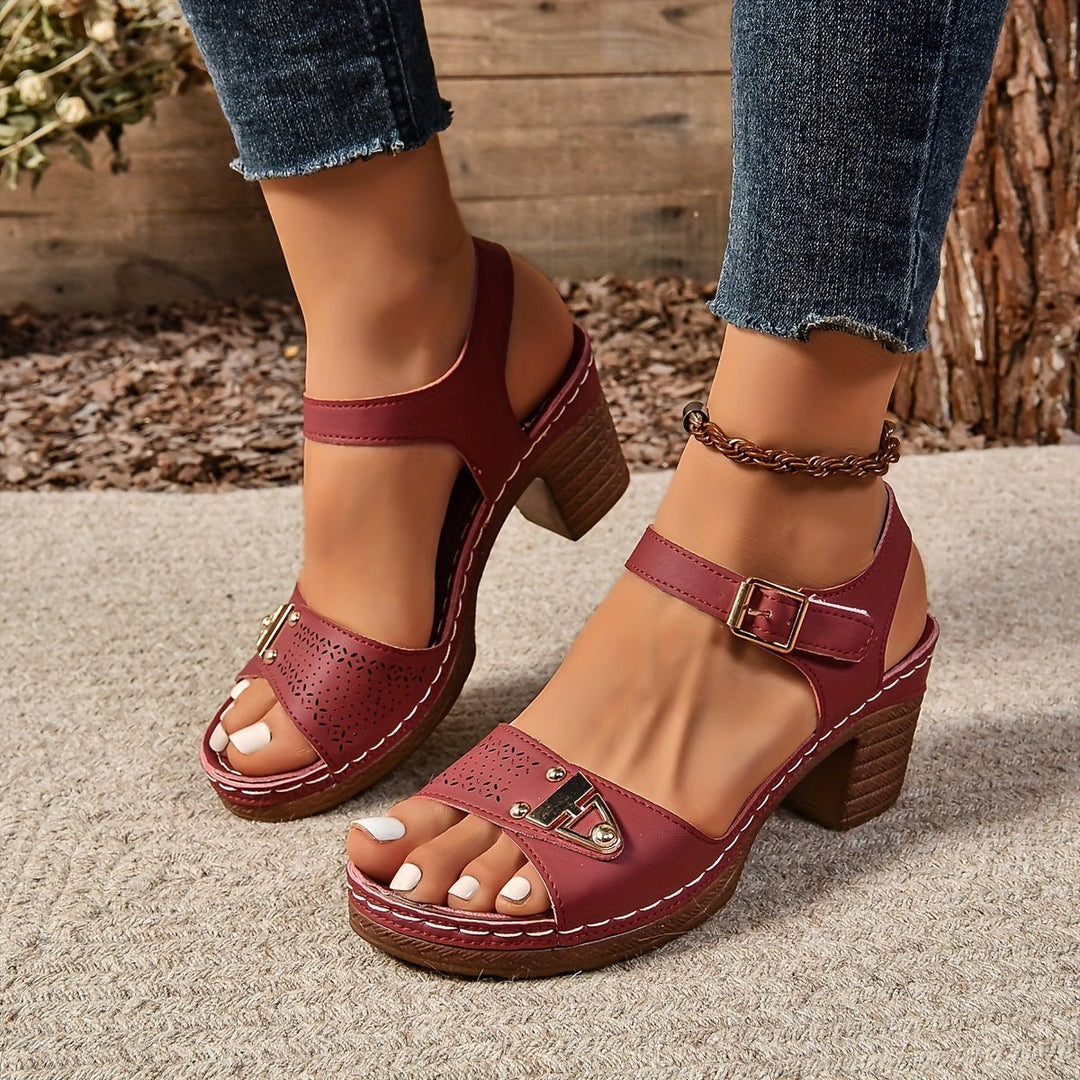 Sophie | Orthopedic Block Heel Sandal with Buckle Strap